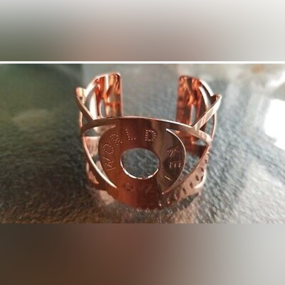KENZO WORLD RARE RETRÒ VINTAGE ROSE GOLD SCULPTURAL DESIGN CUFF BRACELET - Picture 4 of 9